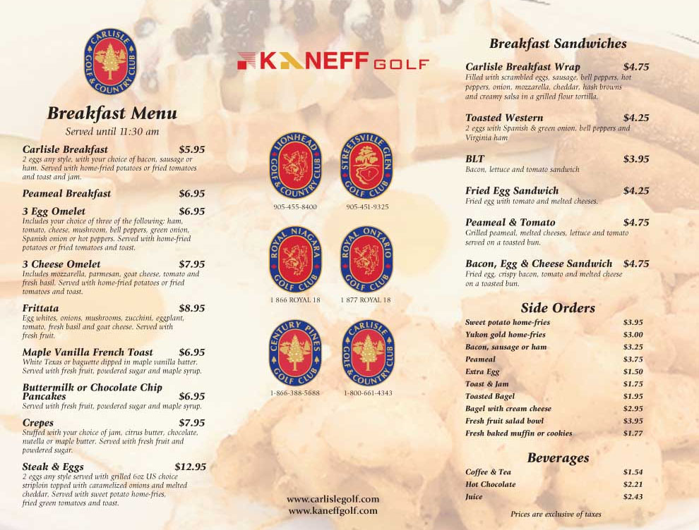 carlisle Breakfast Menu